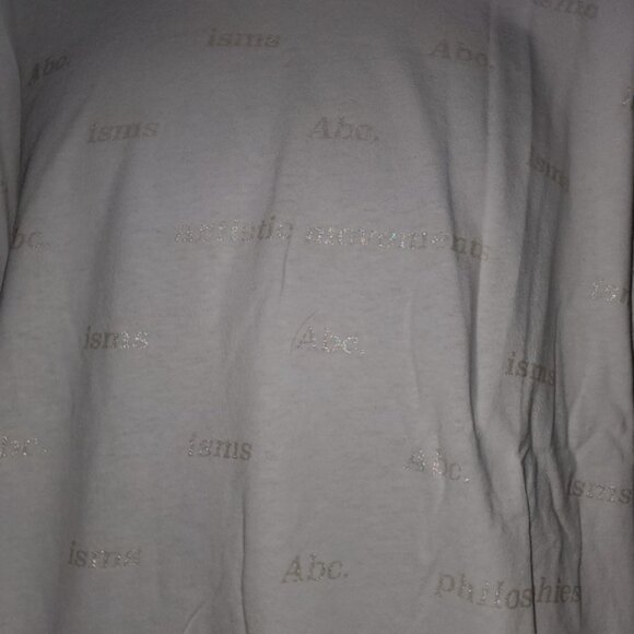 HTF NEW ADVISORY BOARD CRYSTALS Abc Crew Neck Long Sleeve Glitter-Print Tshirt - Picture 16 of 16